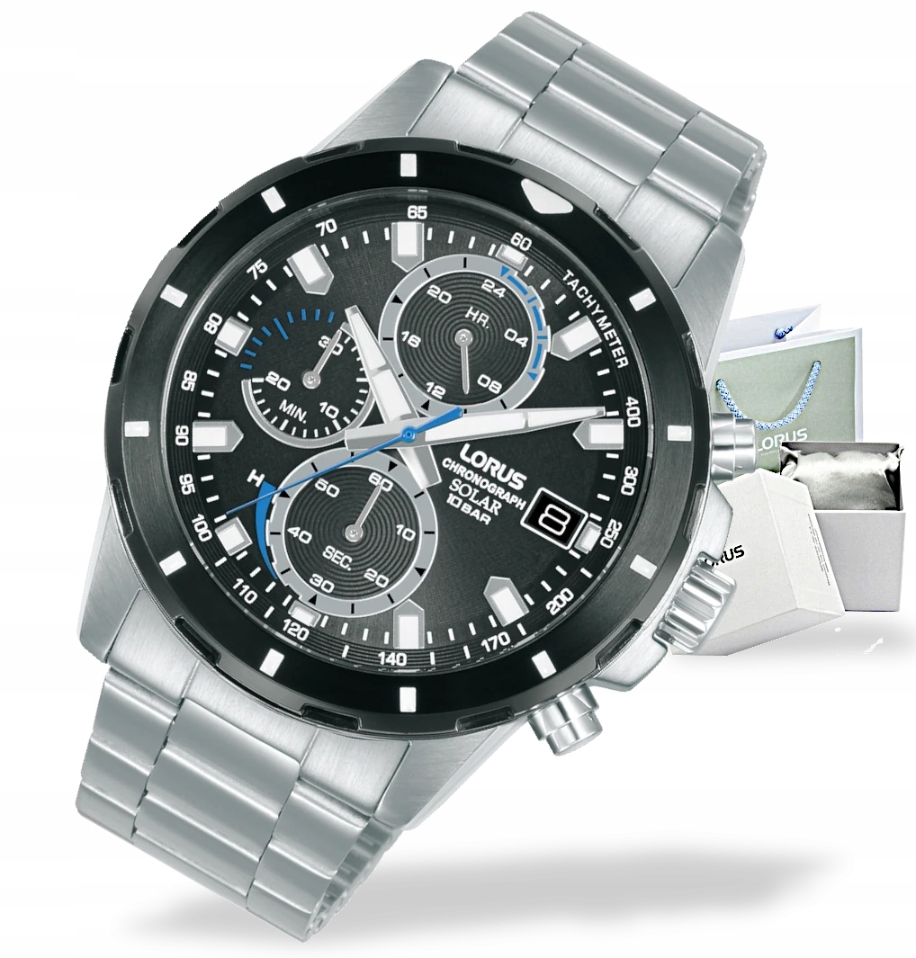 Nové sportovní pánské hodinky Lorus Chrono Solar RZ607AX9 Krabička Gravírování Bonus