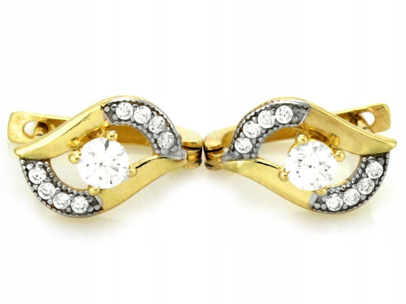 Zlaté Náušnice 585 s zirkony pro ženy Dárek 2.29 g