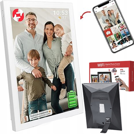 Digitální Fotorámeček 10,1" Ips Displej 32GB Paměť Wi-fi S Aplikací Bílý