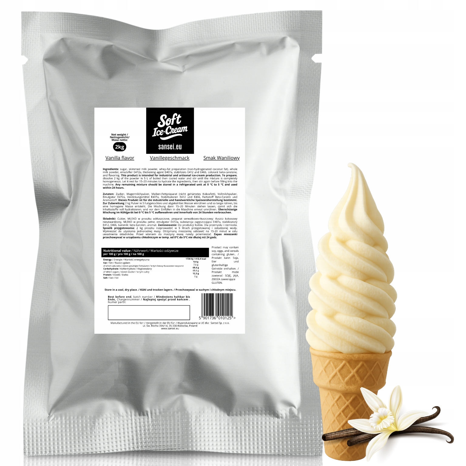 Levně Italská zmrzlina v prášku Vanilková 2 kg, Vysoká kvalita a účinnost