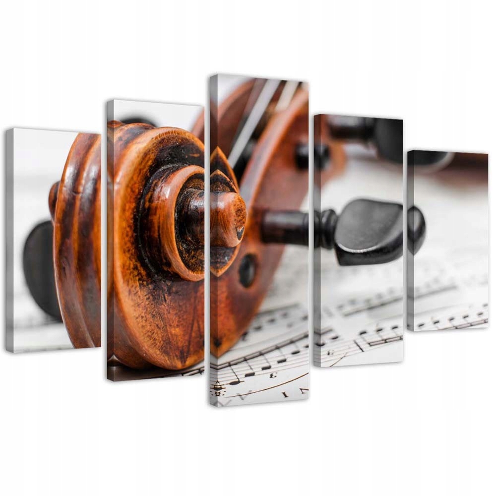 5-dielny obraz na plátne, Husle a noty 200x100
