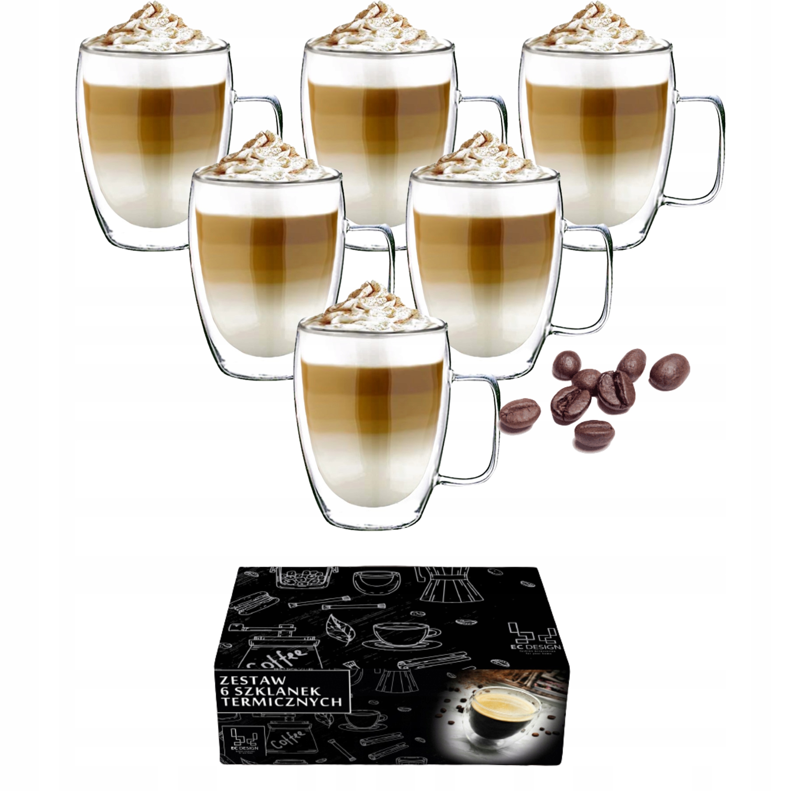 

6x Szklanki Termiczne Do Kawy Latte Drinków 350ml