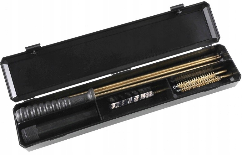 Mosiężny wycior do wiatrówki w pudełku komplet szczotek pudełko 4.5 mm
