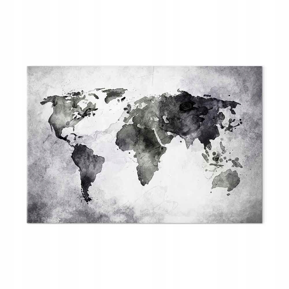 Obraz na plátně Akvarel Věda Geografie Mapa Svět Šedá 90x60 cm
