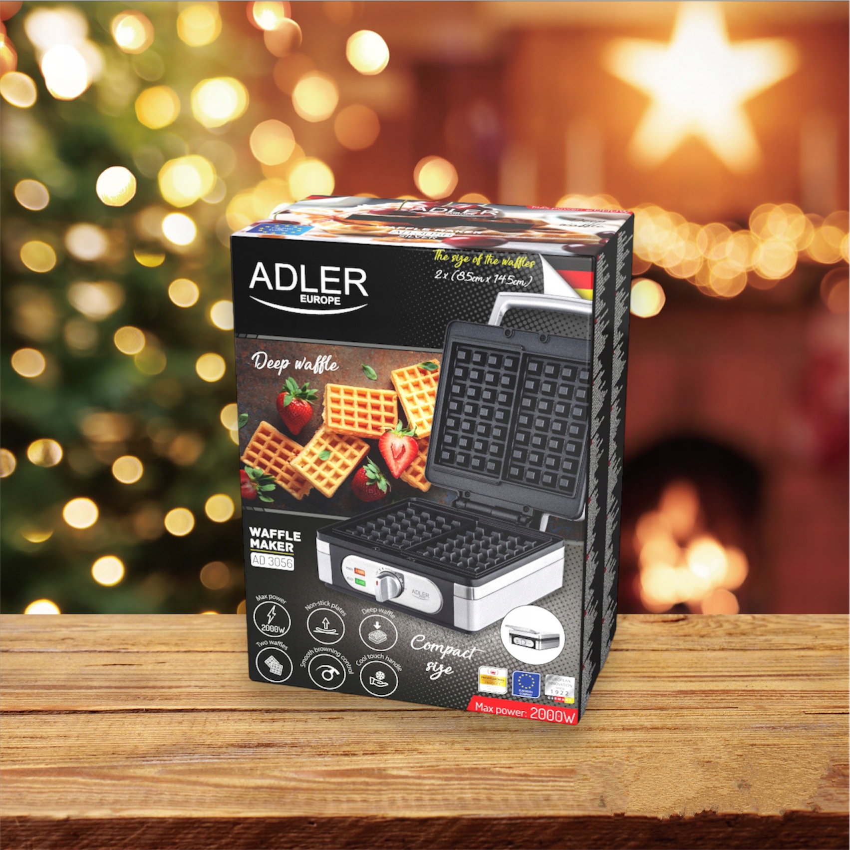 GOFROWNICA 2000W XXL 2 CHRUPIĄCE PUSZYSTE GOFRY XXL DUŻA SOLIDNIE WYKONANA Waga produktu z opakowaniem jednostkowym 2.31 kg