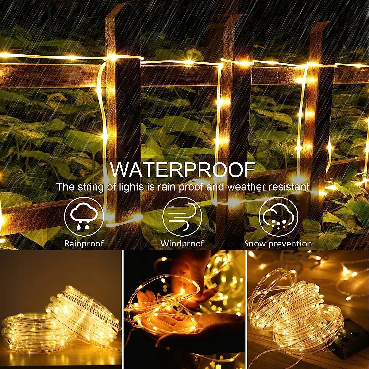 JIMACRO Zewnętrzne Solarna Girlanda Lampki IP65 12m 100LED Ogród Dekoracja — miniatura 4