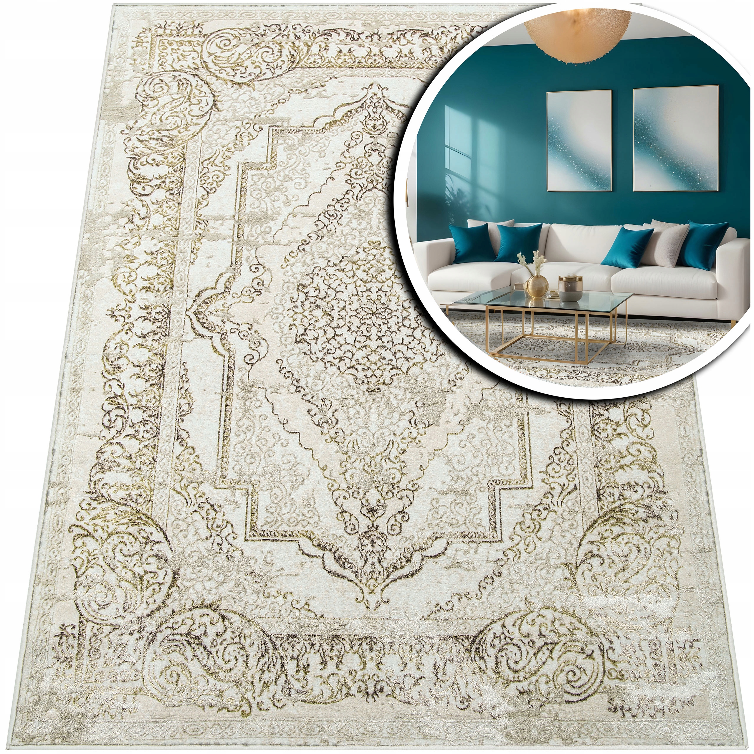 Klasický Koberec Do Obývacího Pokoje LILI Béžový Koberec Do Ložnice Shaggy 160x230