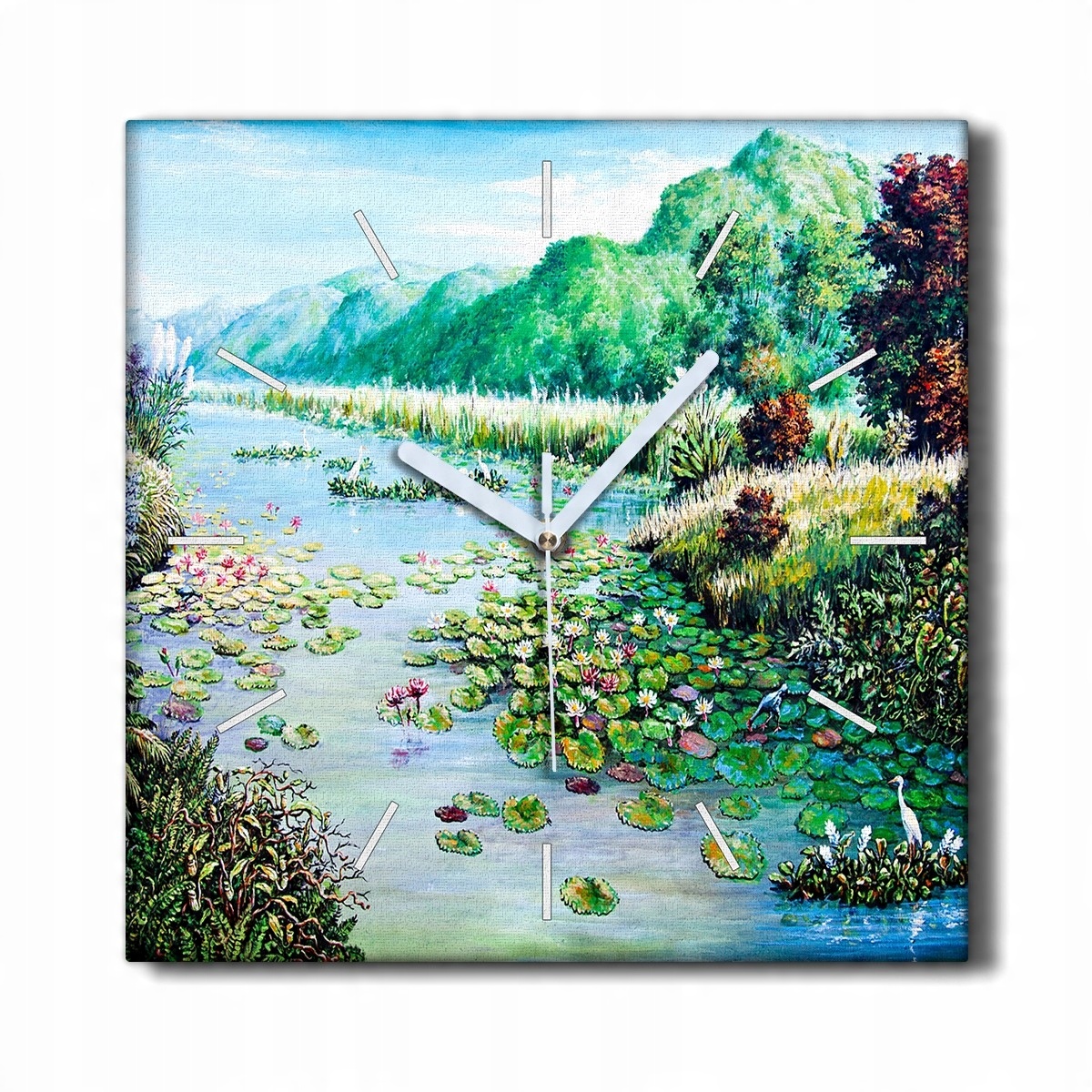 

Zegar na ramie 30x30 Rzeka drzewa kwiaty wzgórza