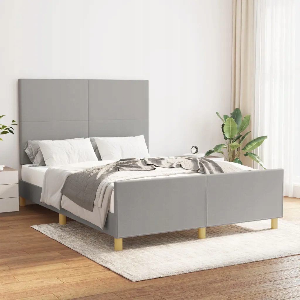 Rám postele bez matrace světle šedý 140 x 200 cm textil Šedá 3124895