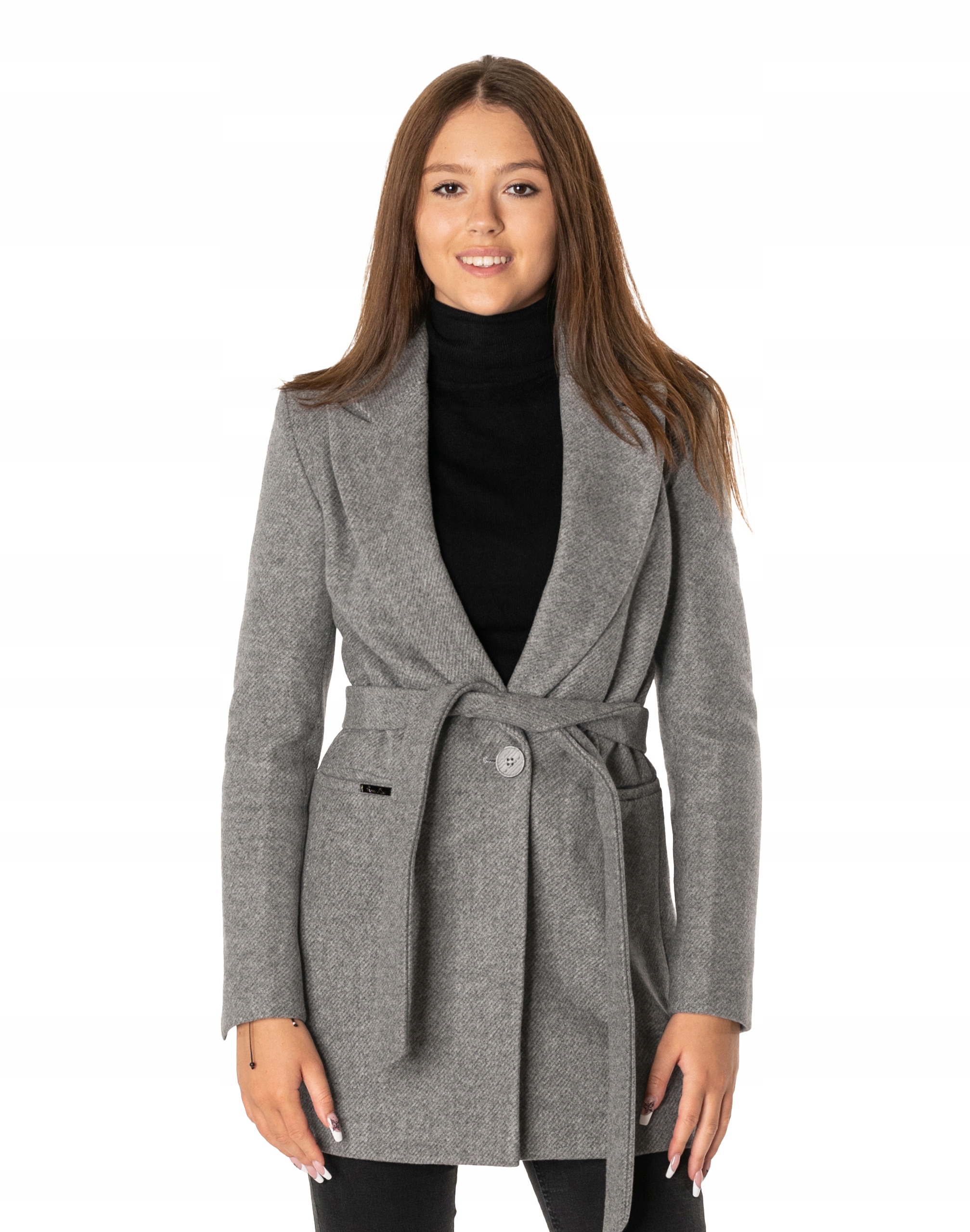 Elegantní dámský krátký vypasovaný kabát na jaro podzim 2715, velikost S