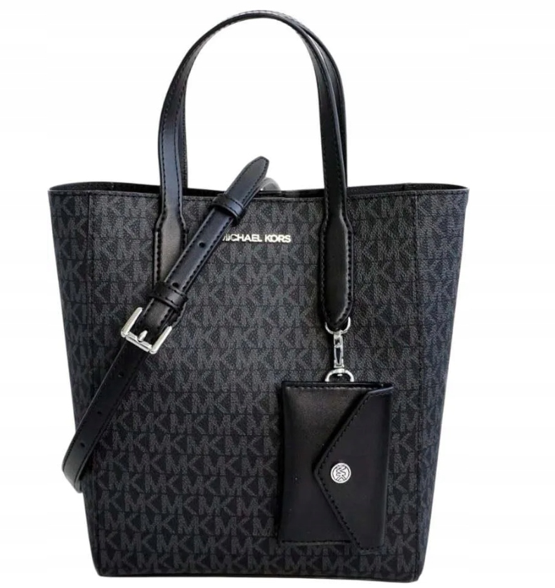 Michael Kors Černá Klasická Kabelka S Brellokem Vzor Logo 27x25x7 Y8B