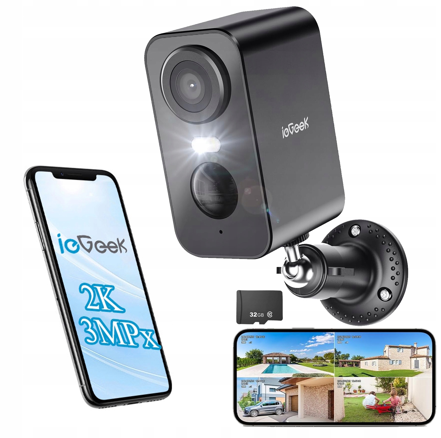 Kamera 2K 3MP Venkovní Wifi Na Baterie 4X Oboustranný Zoom Audio 32GB