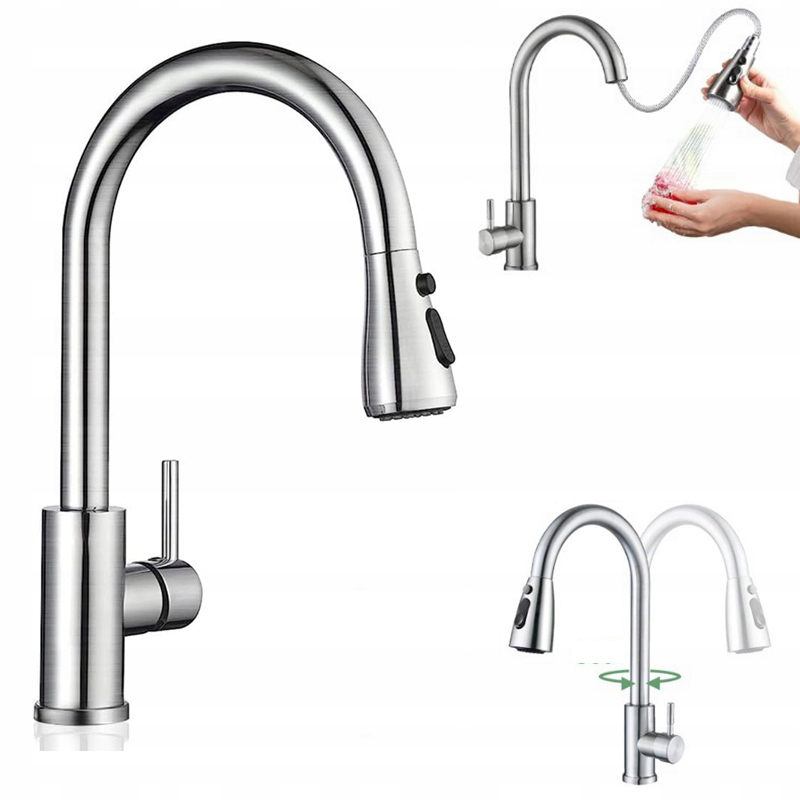 Kuchyňská Baterie S Výpustí Flexibilní Kuchyňská Baterie Stojící O 360° Otočná