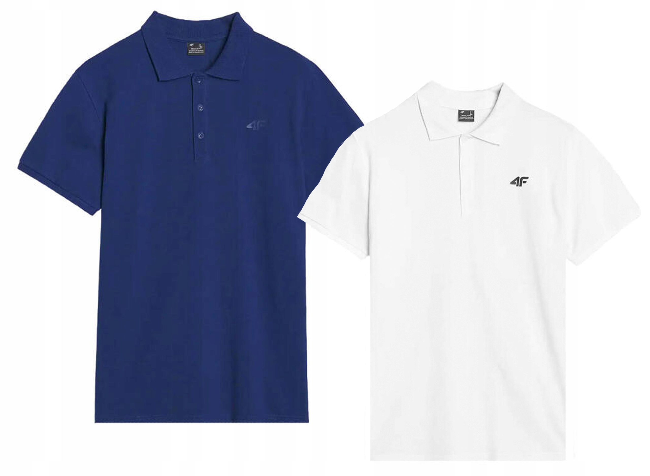 Sada 2 kusů bavlněných triček Polo 4F M366 bílá a námořnická modrá 2XL