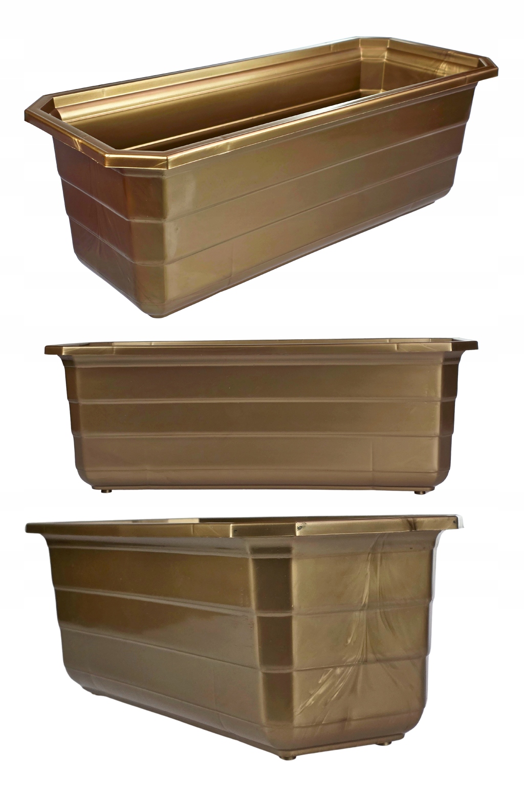 10 x Doniczka balkonowa, Skrzynka na kwiaty 40x16,5 cm, Złoty