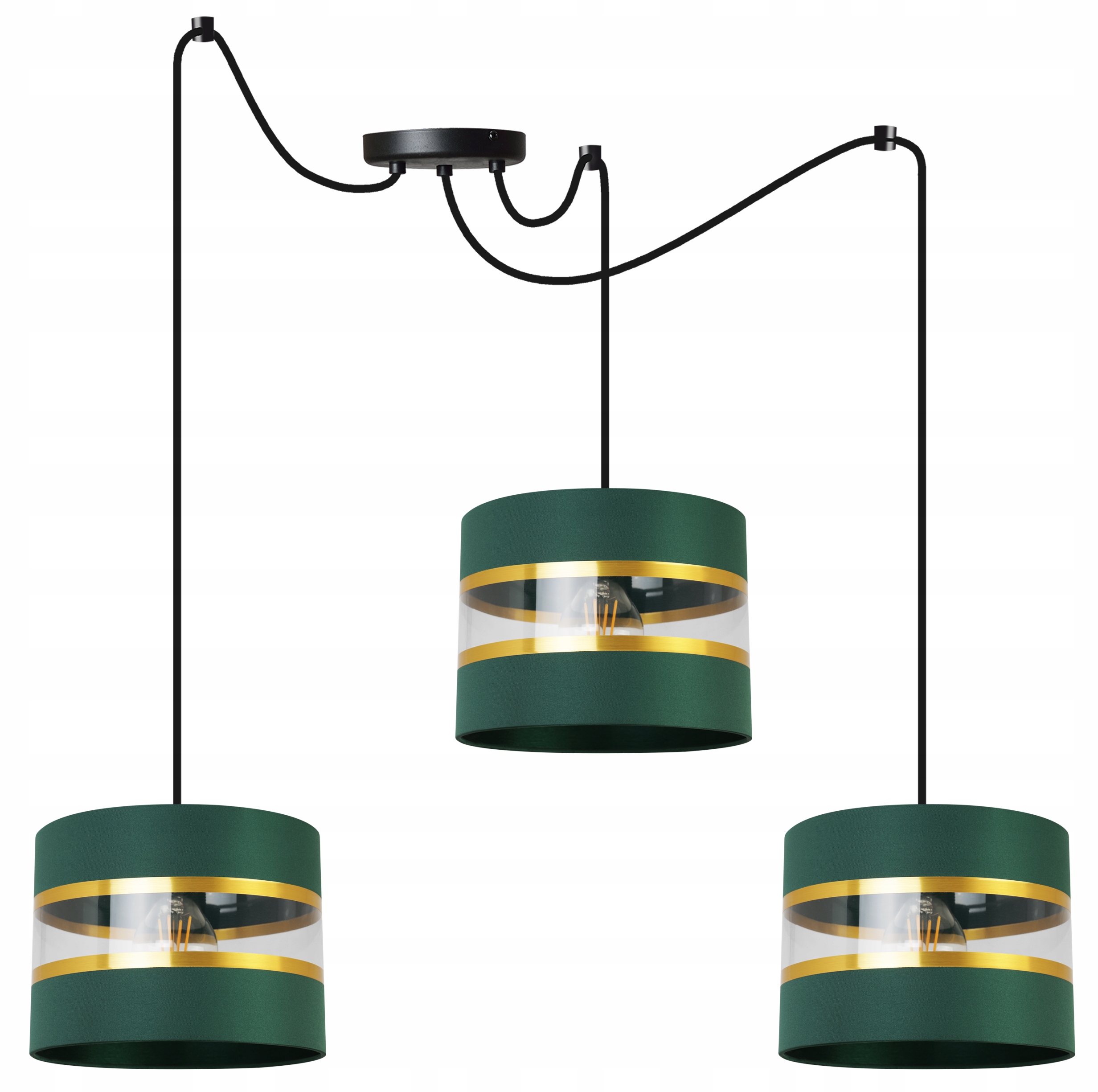Závěsná Stropní Lampa Pavouk, Trojitý Lustr Glamour, Zelené Stínidlo