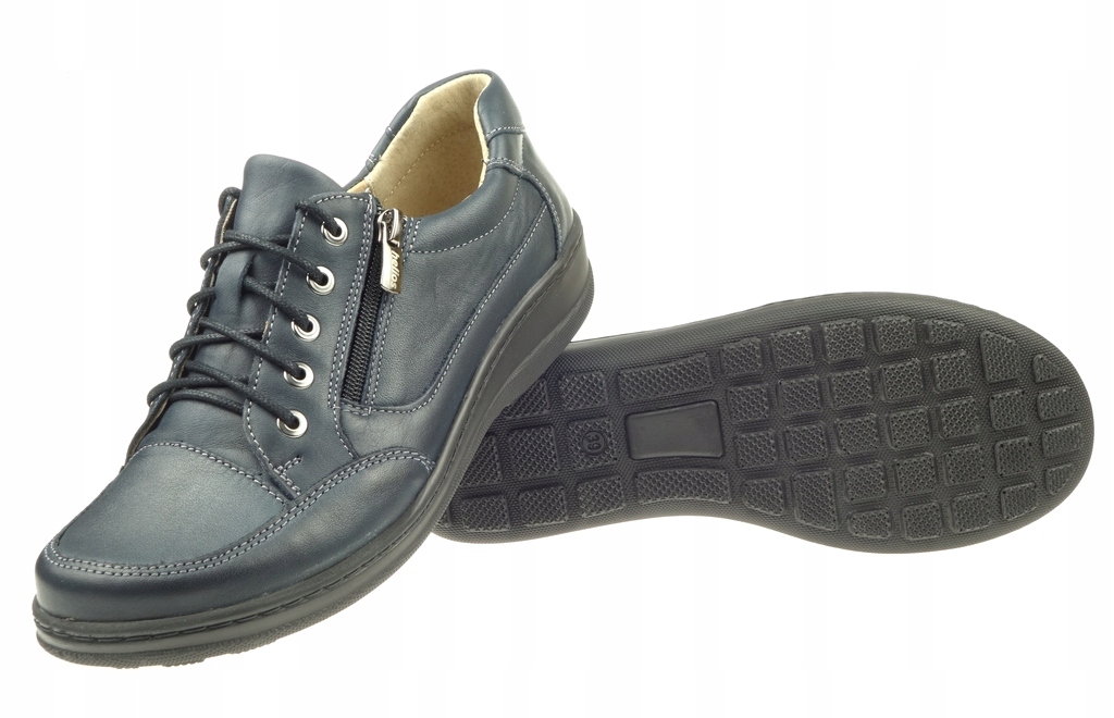 Półbuty Damskie HELIOS Skóra Polskie Wygodne 39 Kolor niebieski