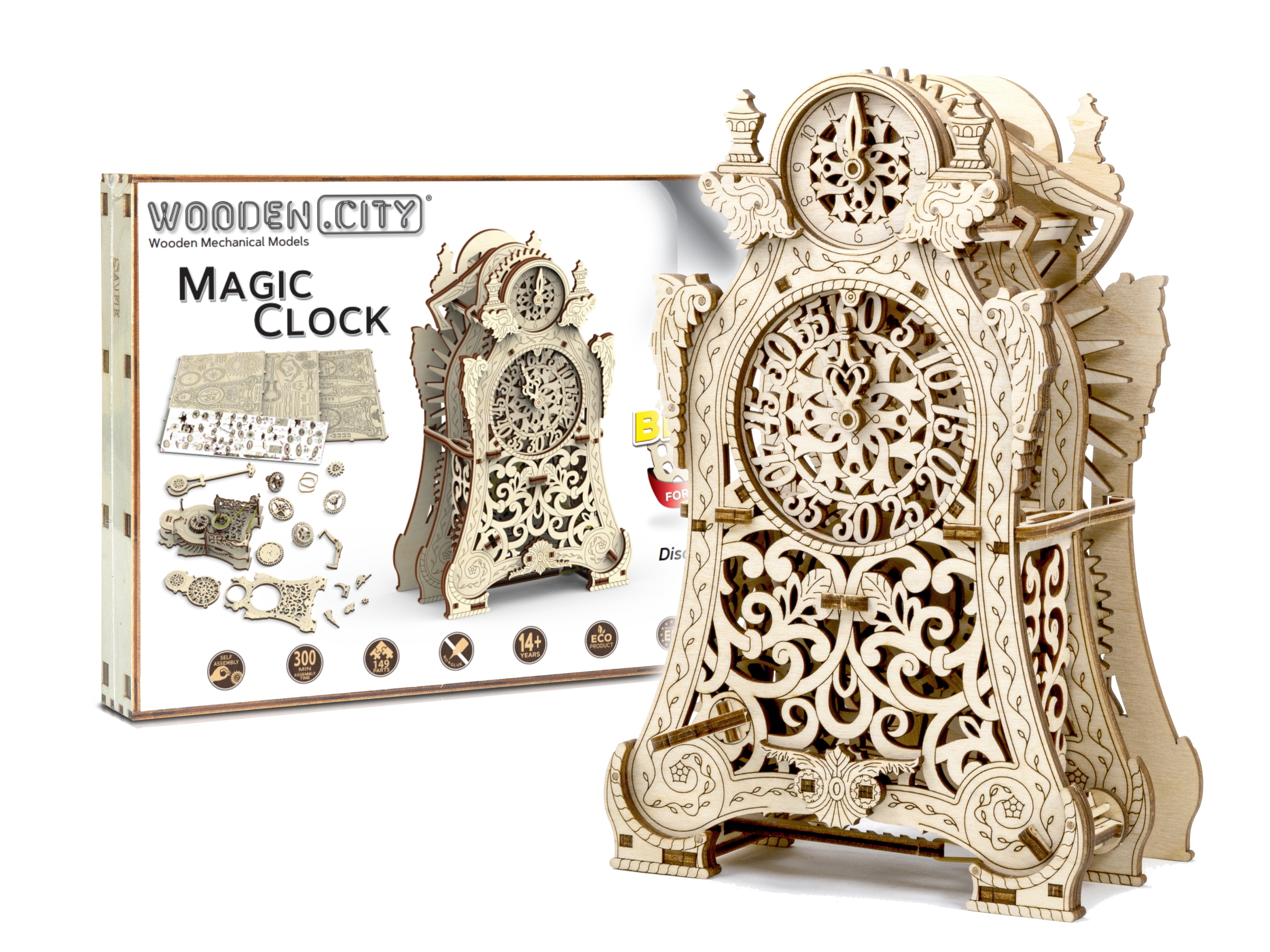 

Wooden.City Drewniany Puzzle 3D Magiczny Zegar