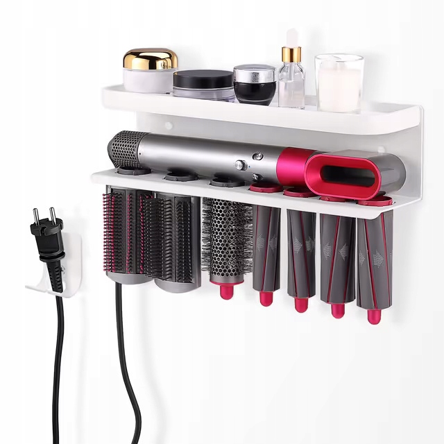 Bílý Držák Na Sušičku A Koncovky Dyson, Nástěnný Koupelnový Organizér