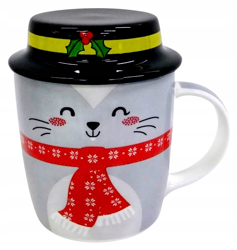 

Kubek porcelanowy z pokrywką Myszka Biały 330ml