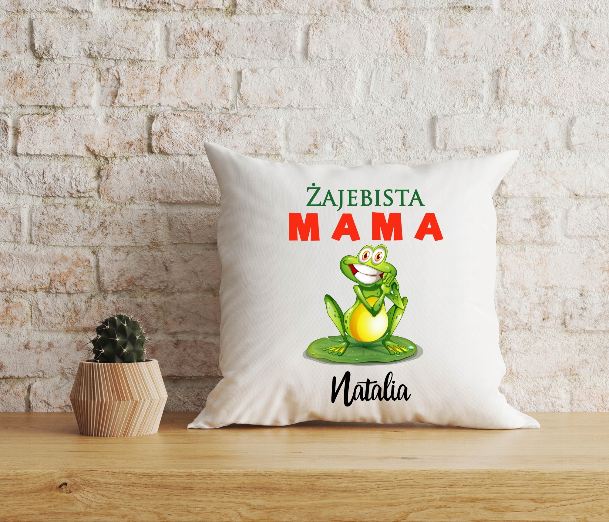 PODUSZKA + KUBEK dla MAMY Żajebista Mama + IMIĘ Mamy Materiał ceramika