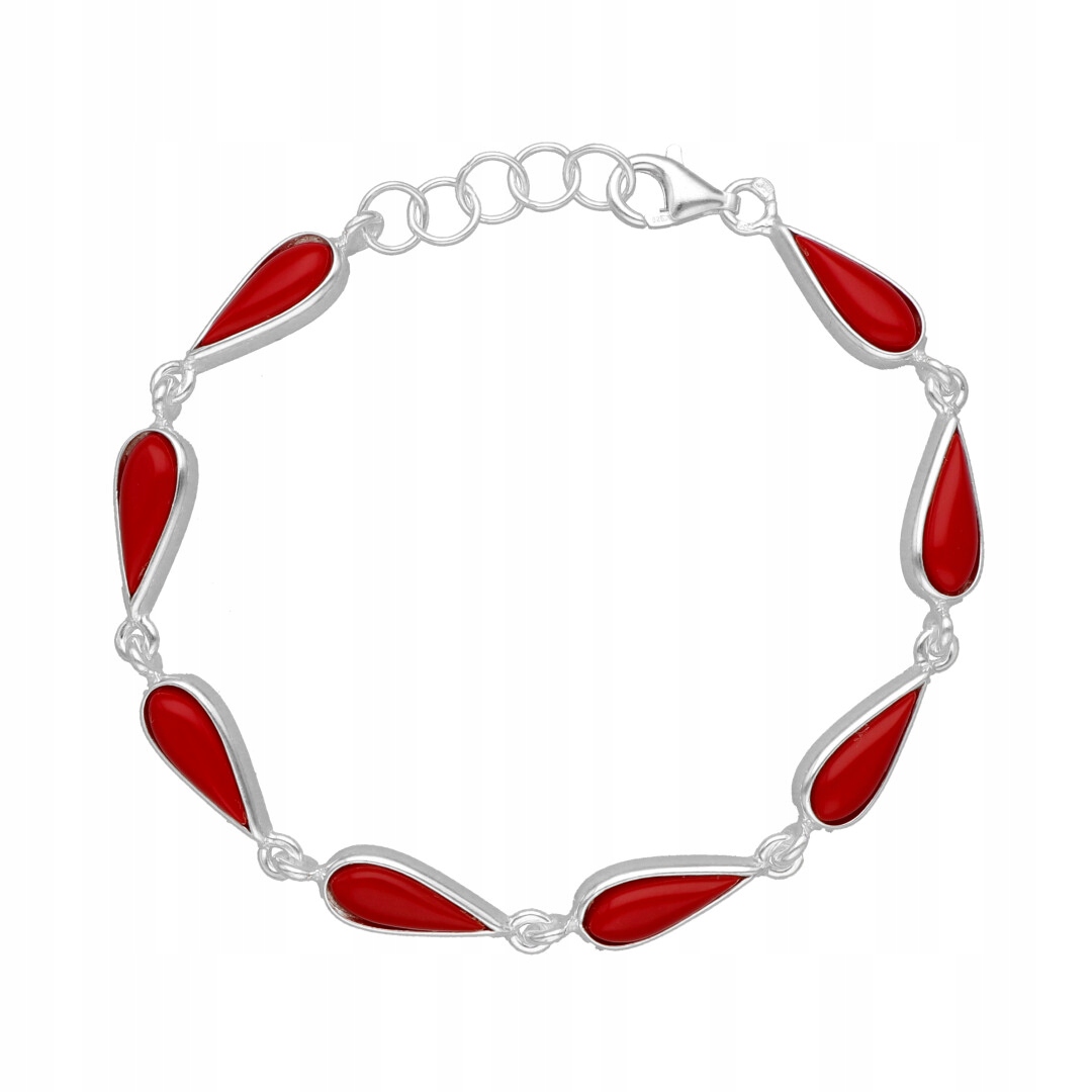 Náramek slza s korálem stříbro