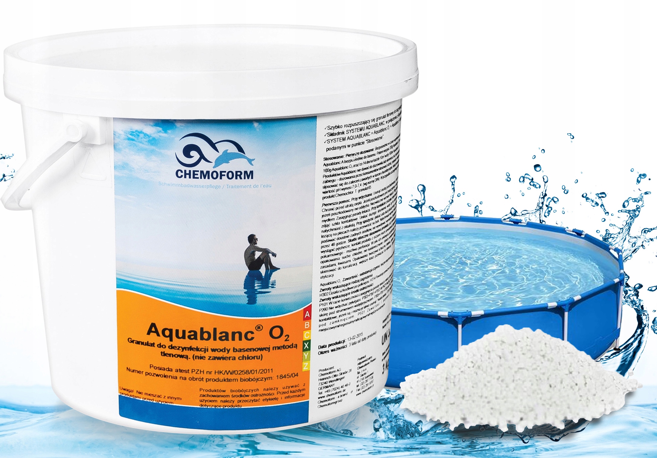 Aktywny Tlen Chemia do Basenu Jacuzzi Bez Chloru Aquablanc O2 Chemoform 5kg