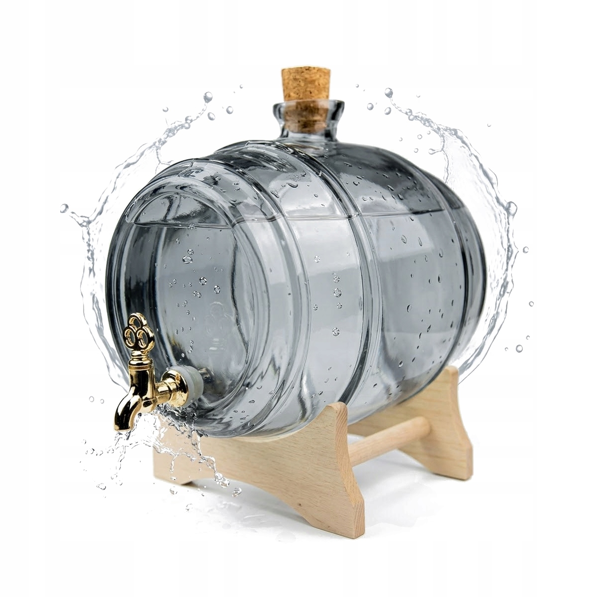 Skleněný Sud 5L Popelavý Šedý Sud Na Svatební Hostina Dárek Bimber Vodu