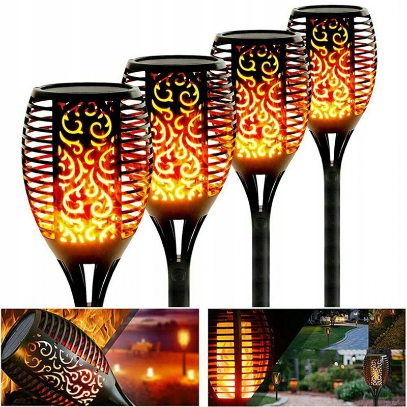 4x Lampa Solarna Pochodnia XXL 78 CM Efekt Płomienia Lampki Ogrodowe Ogień