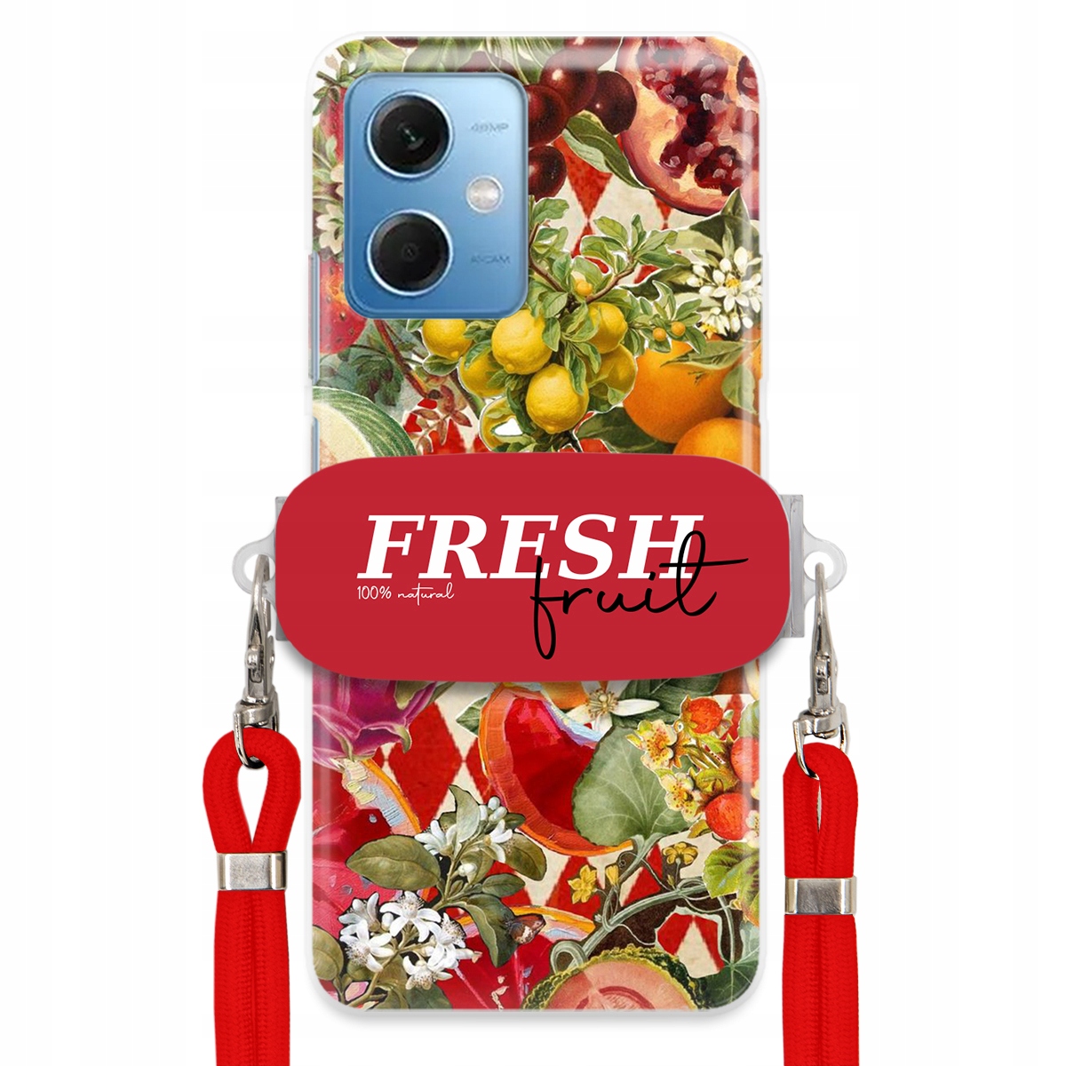 Puzdro pre Xiaomi Redmi Note 12 5G Červené vodítko držiak Fresh Fruit Silné