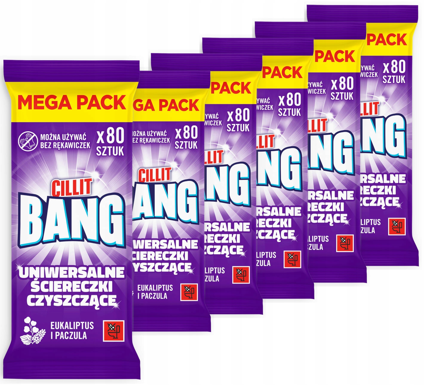 Levně Cillit Bang Univerzální čisticí utěrky eukalyptové pačuli 6x80 kusů