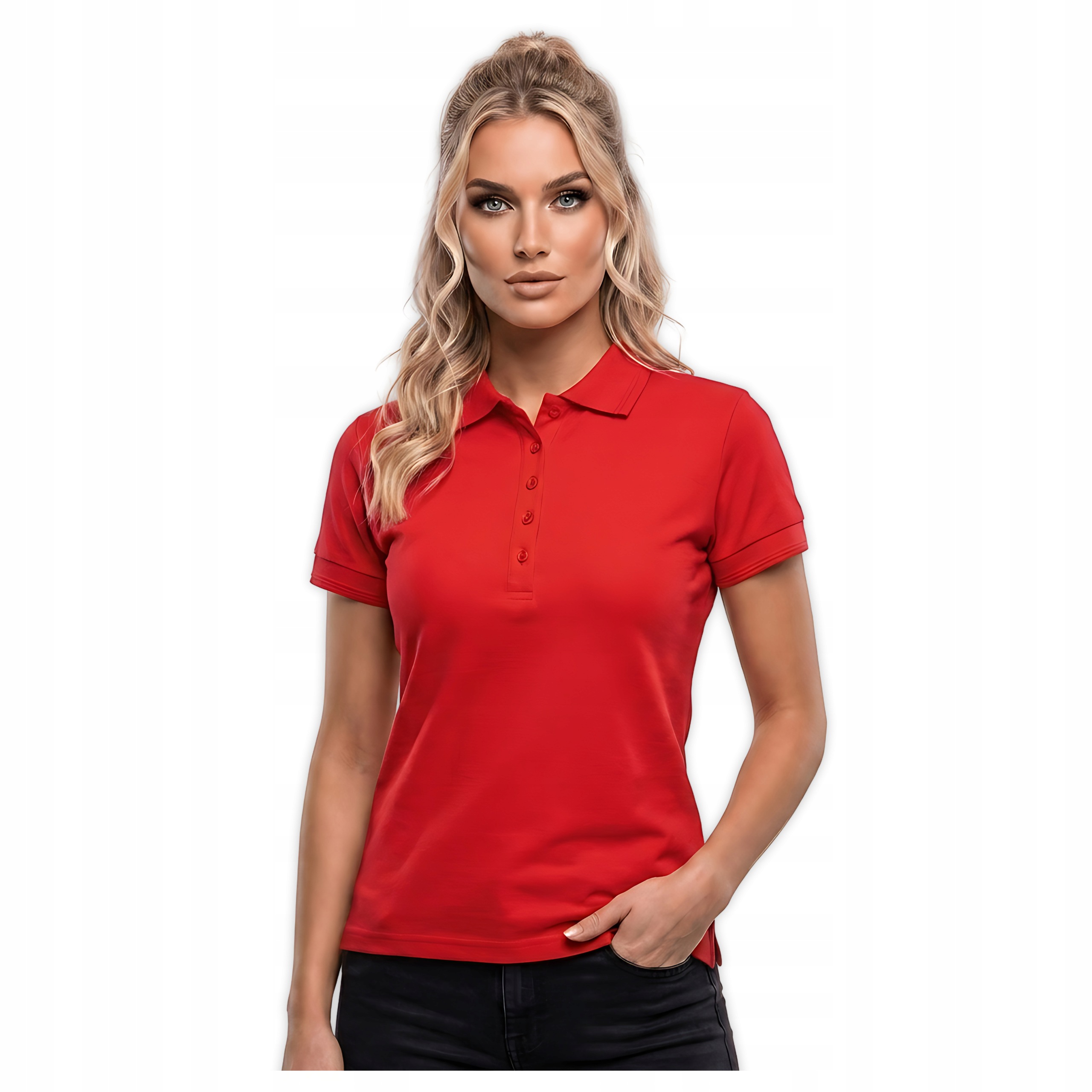 Koszulka Polo Damska Malfini T Shirt Damski Dopasowany Krój Czerwony XXL