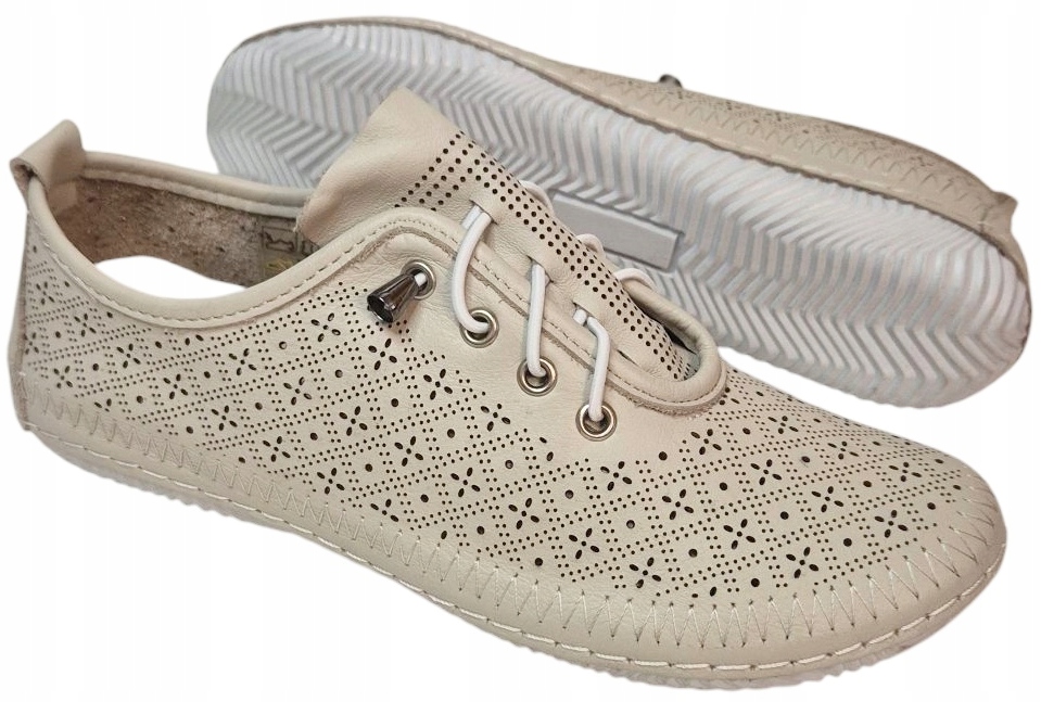 Modo 24253-2 Béžové polobotky lehké/ažurové kůže/lico vel. 39