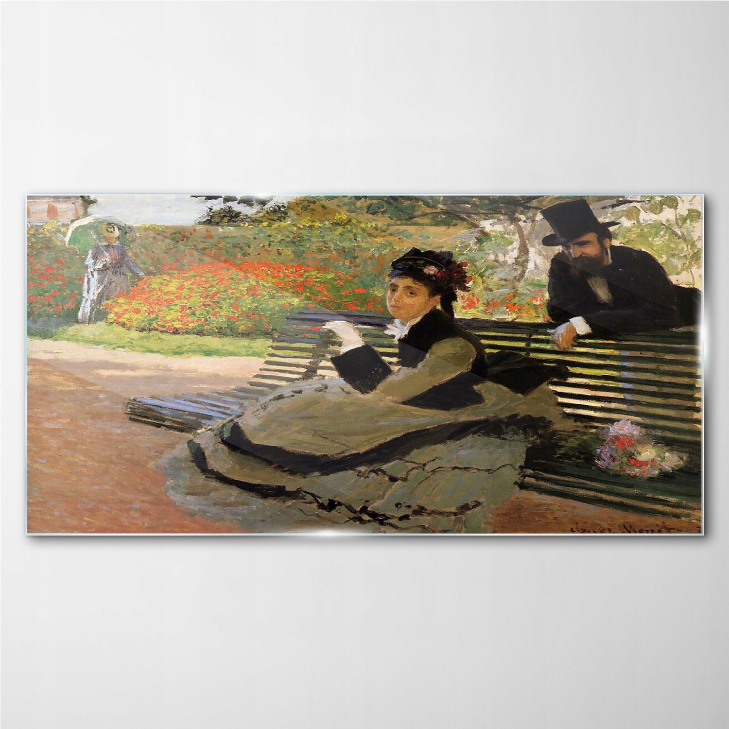 

Obraz szklany Kobieta park ławka Monet 100x50 cm