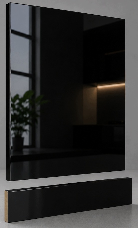 Front do zmywarki 60 cm plus cokół Czarny Połysk Mirror Gloss