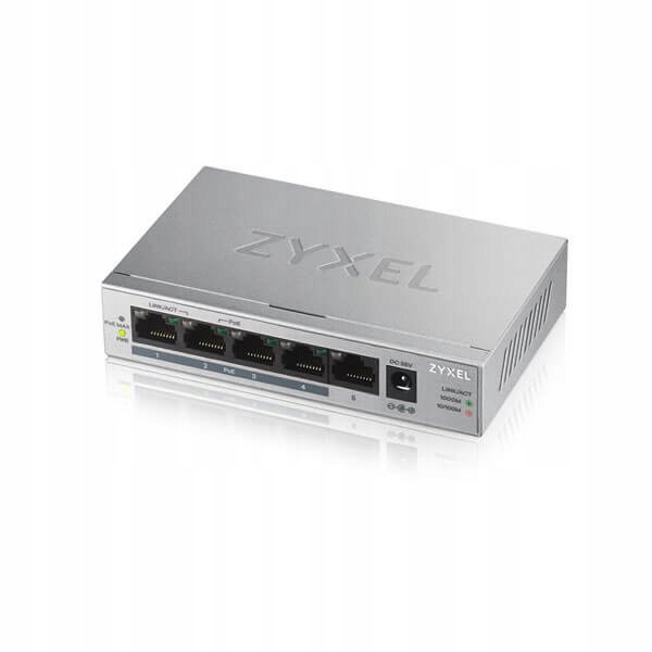 Zyxel GS1005-HP, 5 Port Gigabit PoE+ unmanaged desktop Switch, 4 x PoE,…