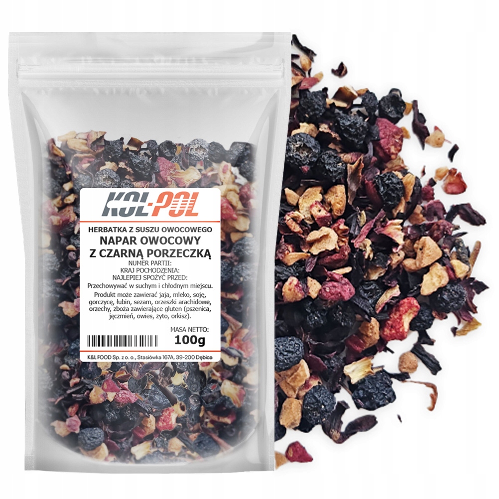Levně Čaj Ovocný Nálev Černý rybíz 100 g Přírodní sušený Kol-Pol