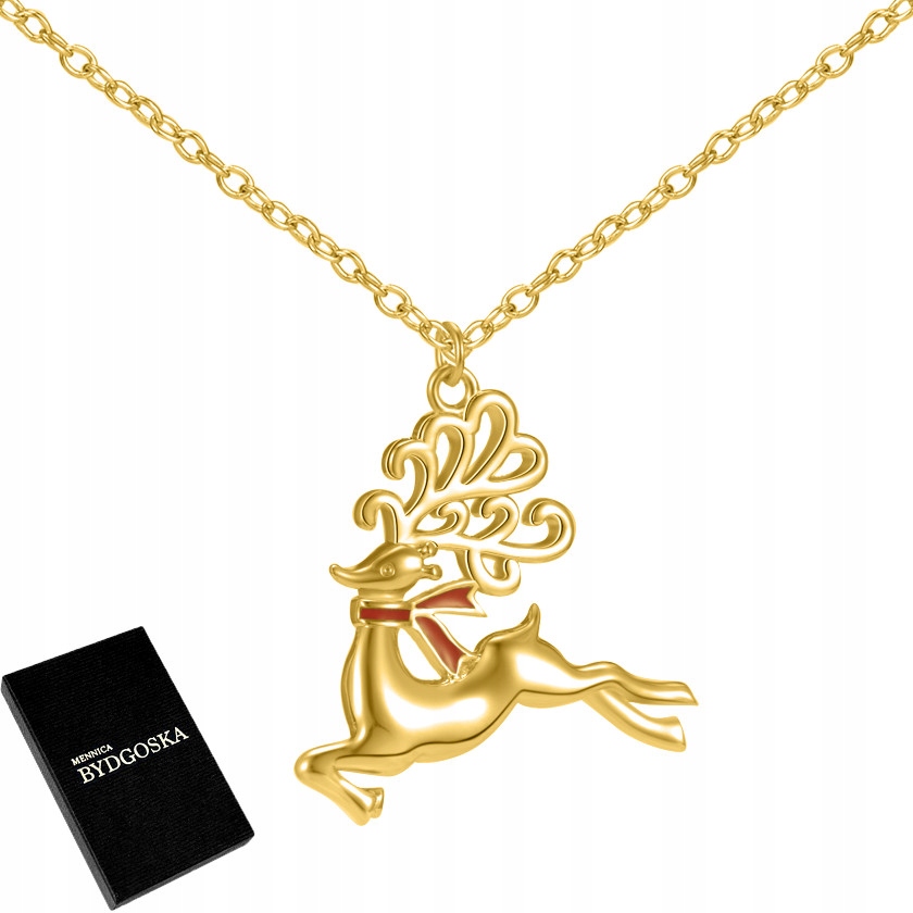 Dámský pozlacený řetízek náhrdelník s přívěskem sob na Vánoce, stříbro