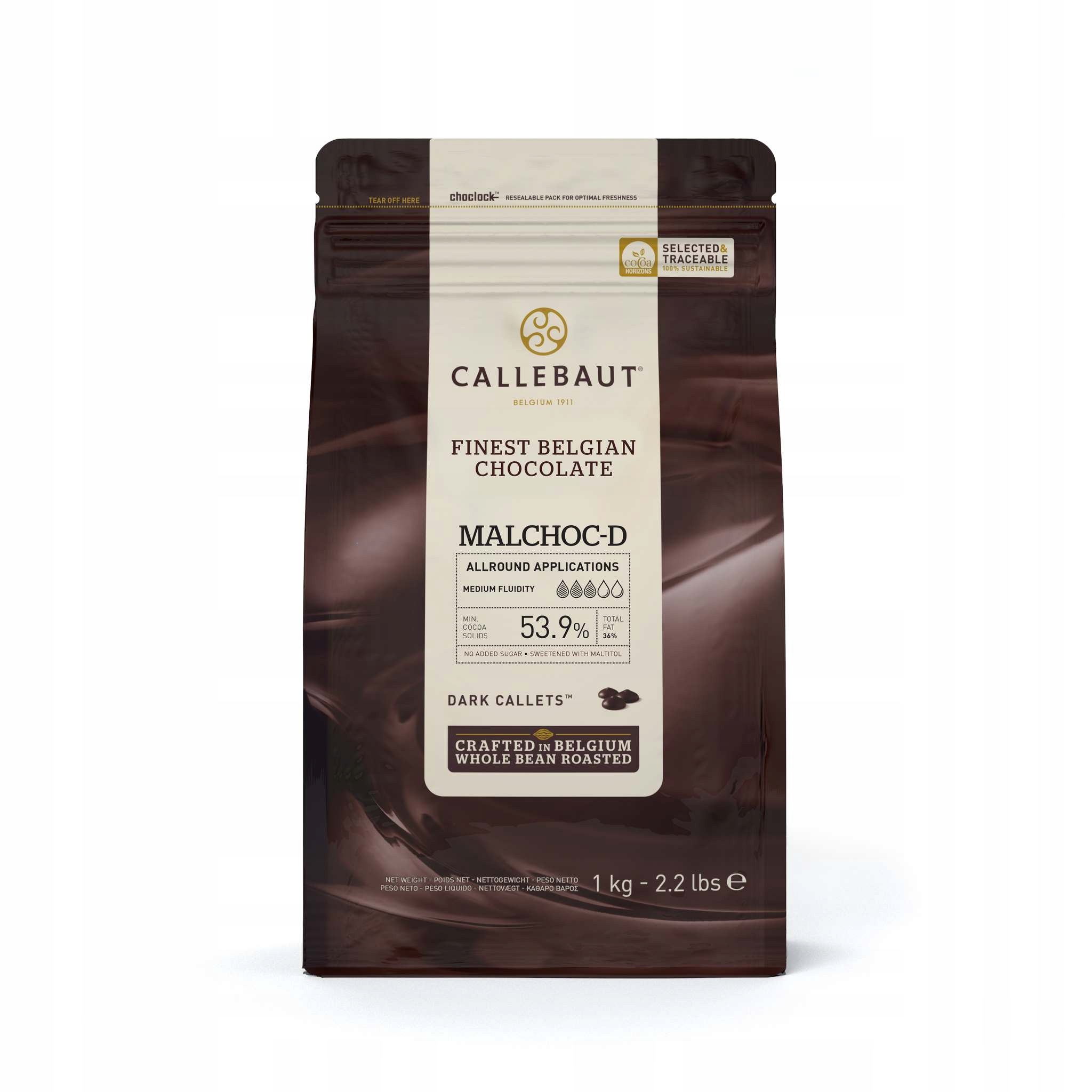 Čokoláda bez cukru hořká dezertní 54% Callebaut Malchoc-d 1 kg