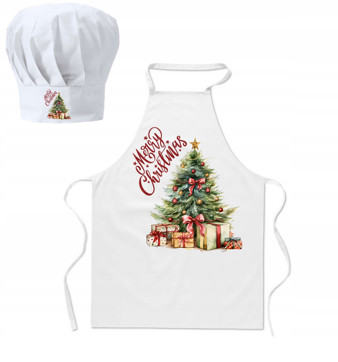 Sada kuchyňských zástěr Vánoční kuchařská čepice Merry Christmas