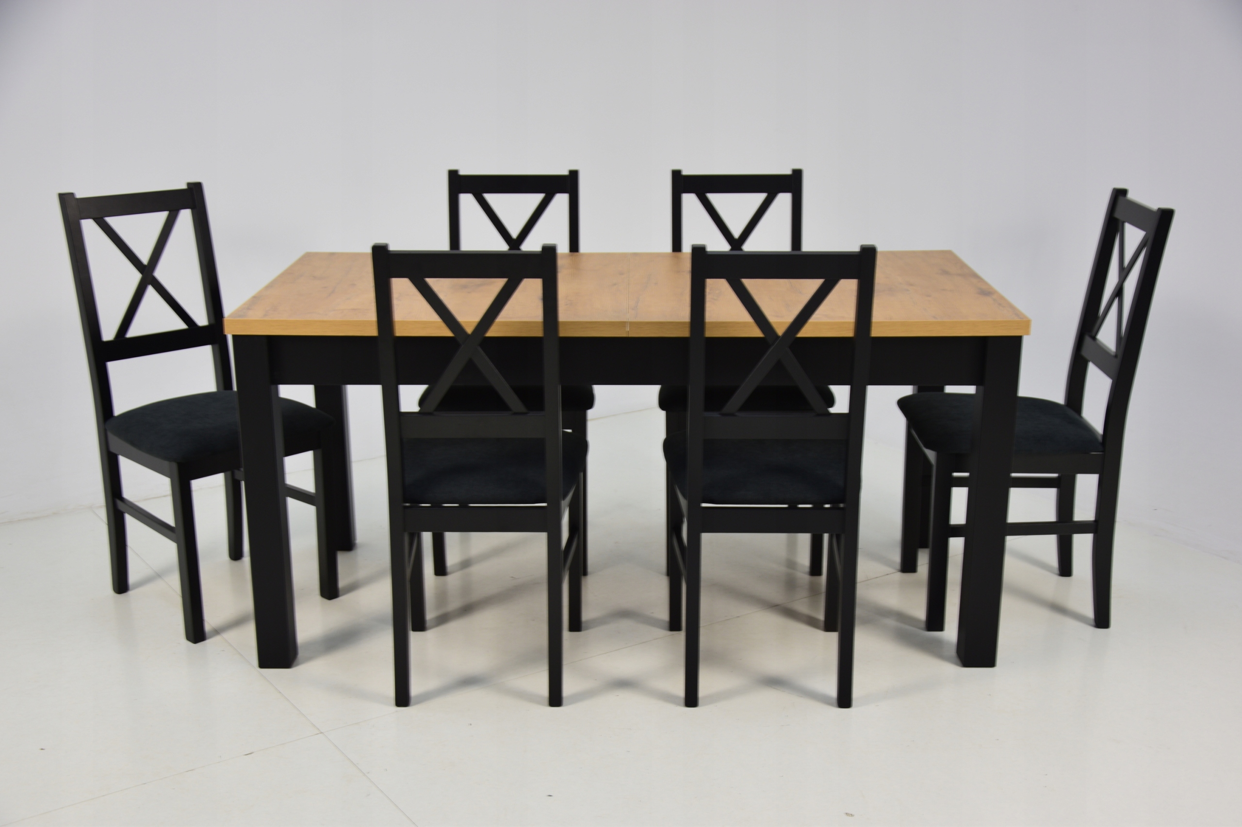 Zestaw 6 drewnianych krzeseł i Stół 80x160/200 Kolor blatu inny kolor