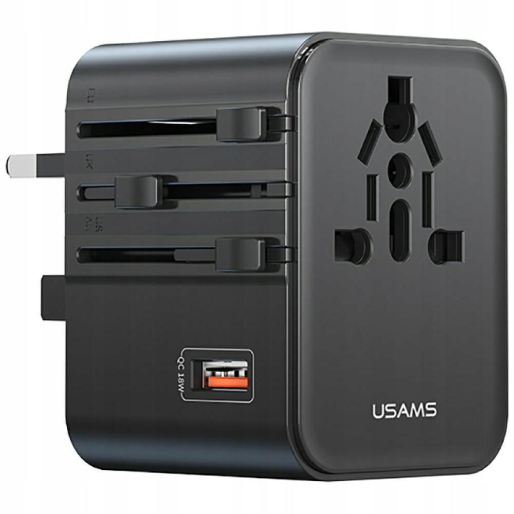 Síťová nabíječka Usams Travel Adapter CC309 2xUSB-C 25W 4v1 Us/au/eu/uk