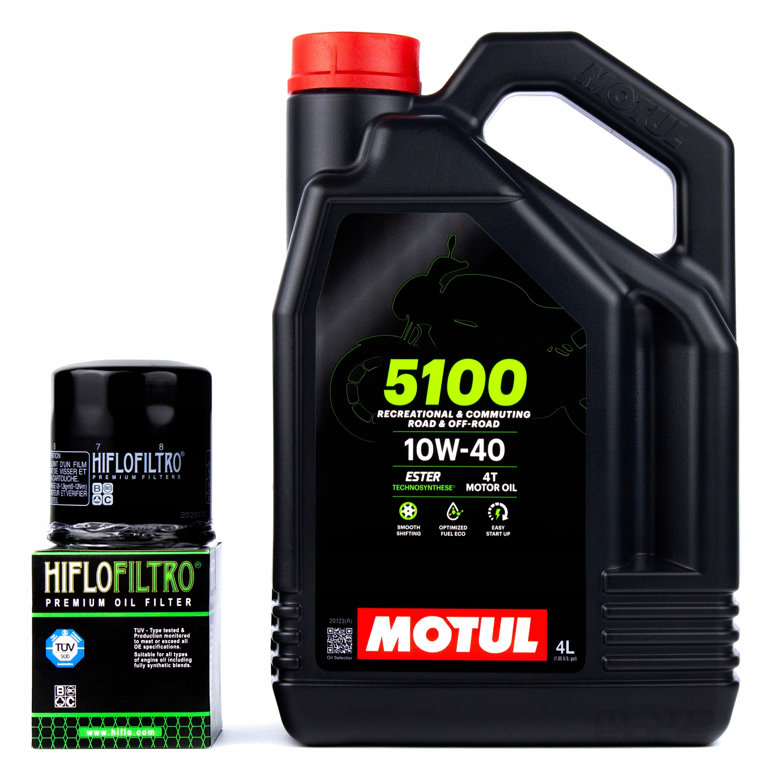Olej silnikowy Motul 5100 10W40 4T 4l MA2 filtr oleju Hiflo Hf 303