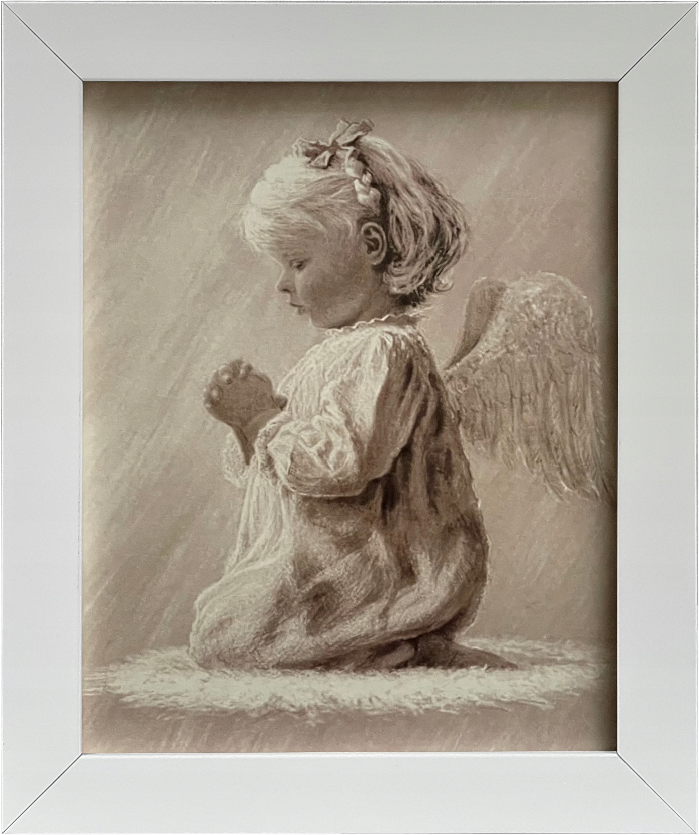 

Obraz 30x25 Anioł Stróż Aniołek Biała Rama Sepia