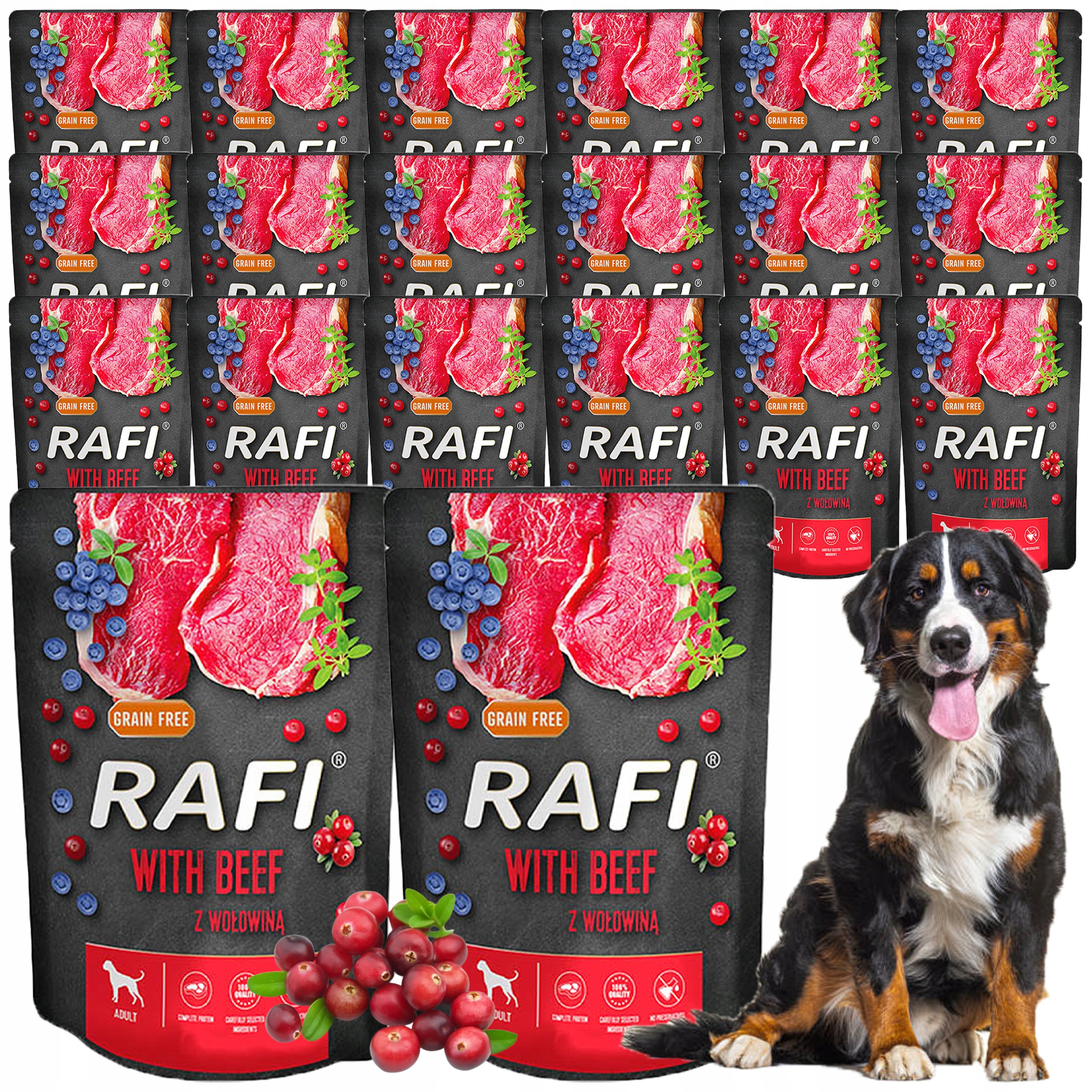 Levně Vlhké Krmivo pro psa Rafi Dolina Noteci Hovězí Sáček 20 x 300 g Bez obilovin