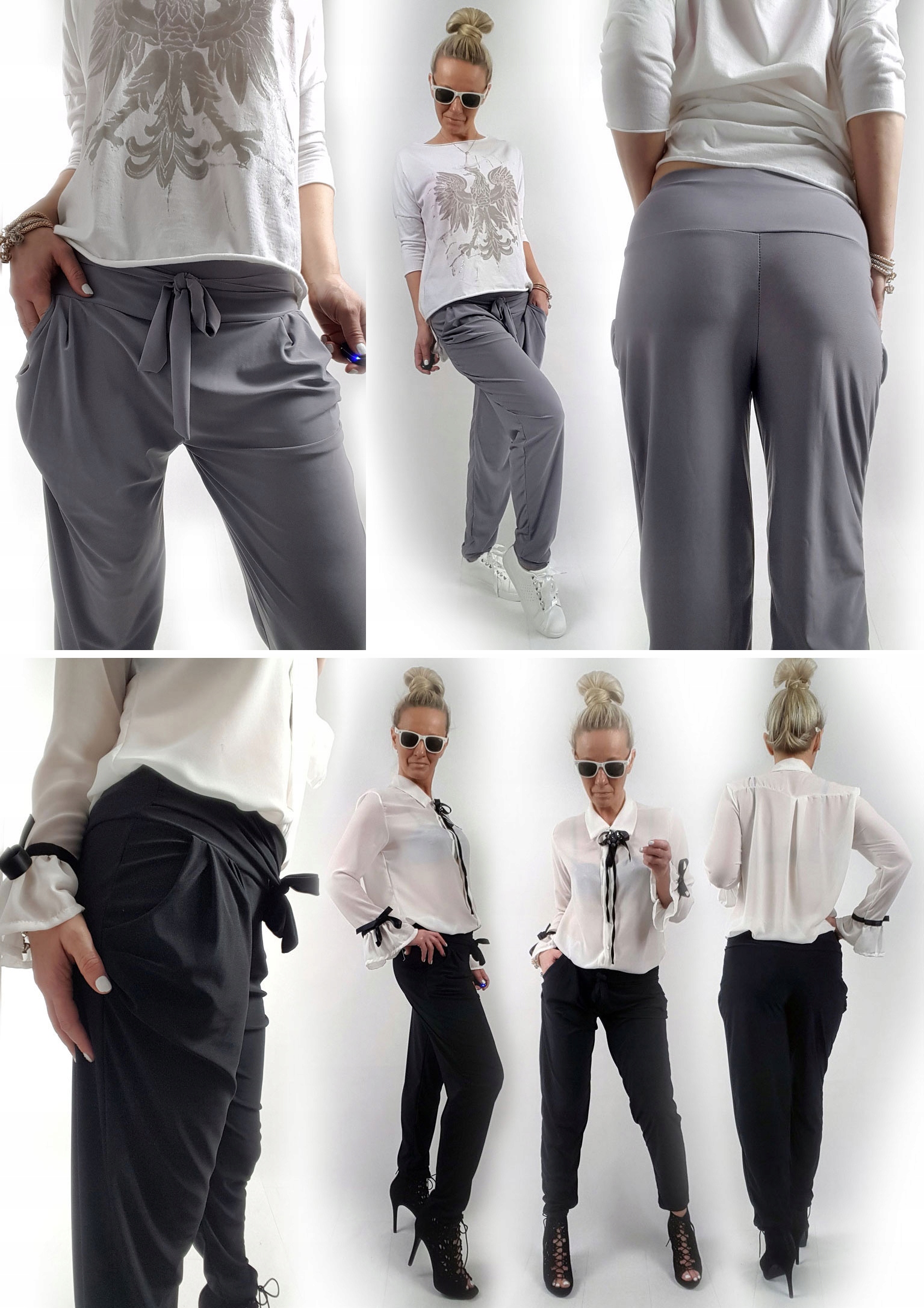 SPODNIE HAREMKI CYGARETKI BRYCZESY ALLADYNKI BAGGY Wzór dominujący bez wzoru