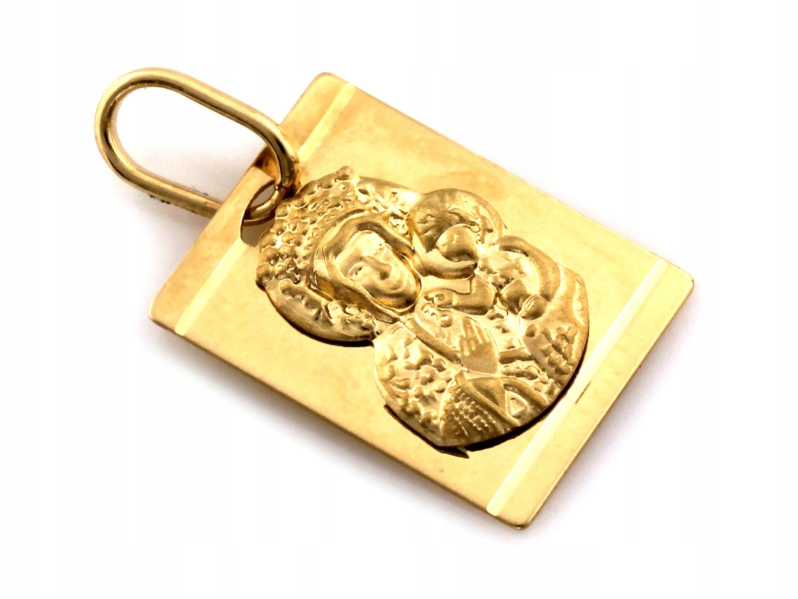 Zlatý medailonek ideální pro svaté přijímání 585, obdélník s Pannou Marií Čenstochovskou