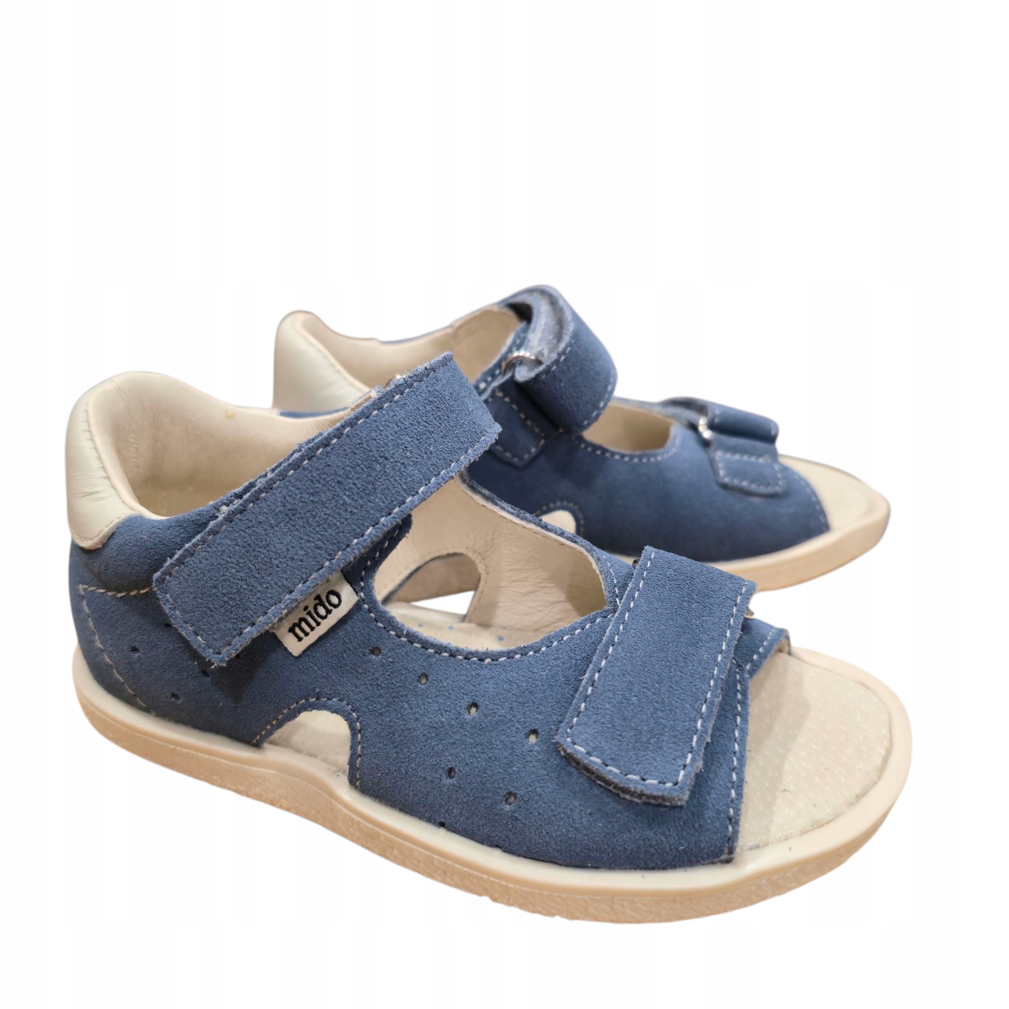 Mido 31-35 Sandałki Dziecięce Skórzane Lato Na Rzepy Niebieskie Sky Blue 28