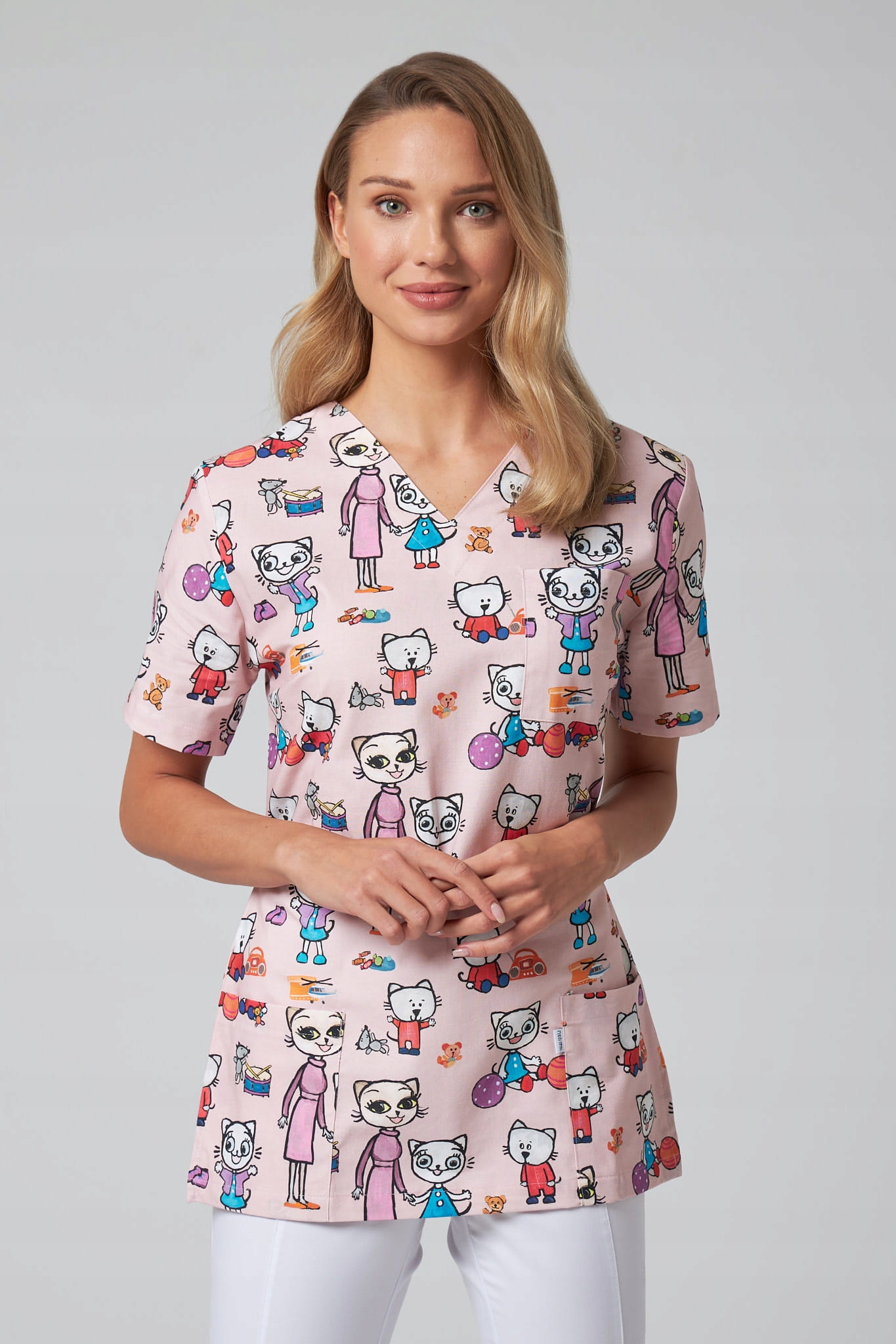 Bluza medyczna Papilio Premium różowa Kicia Kocia Xs