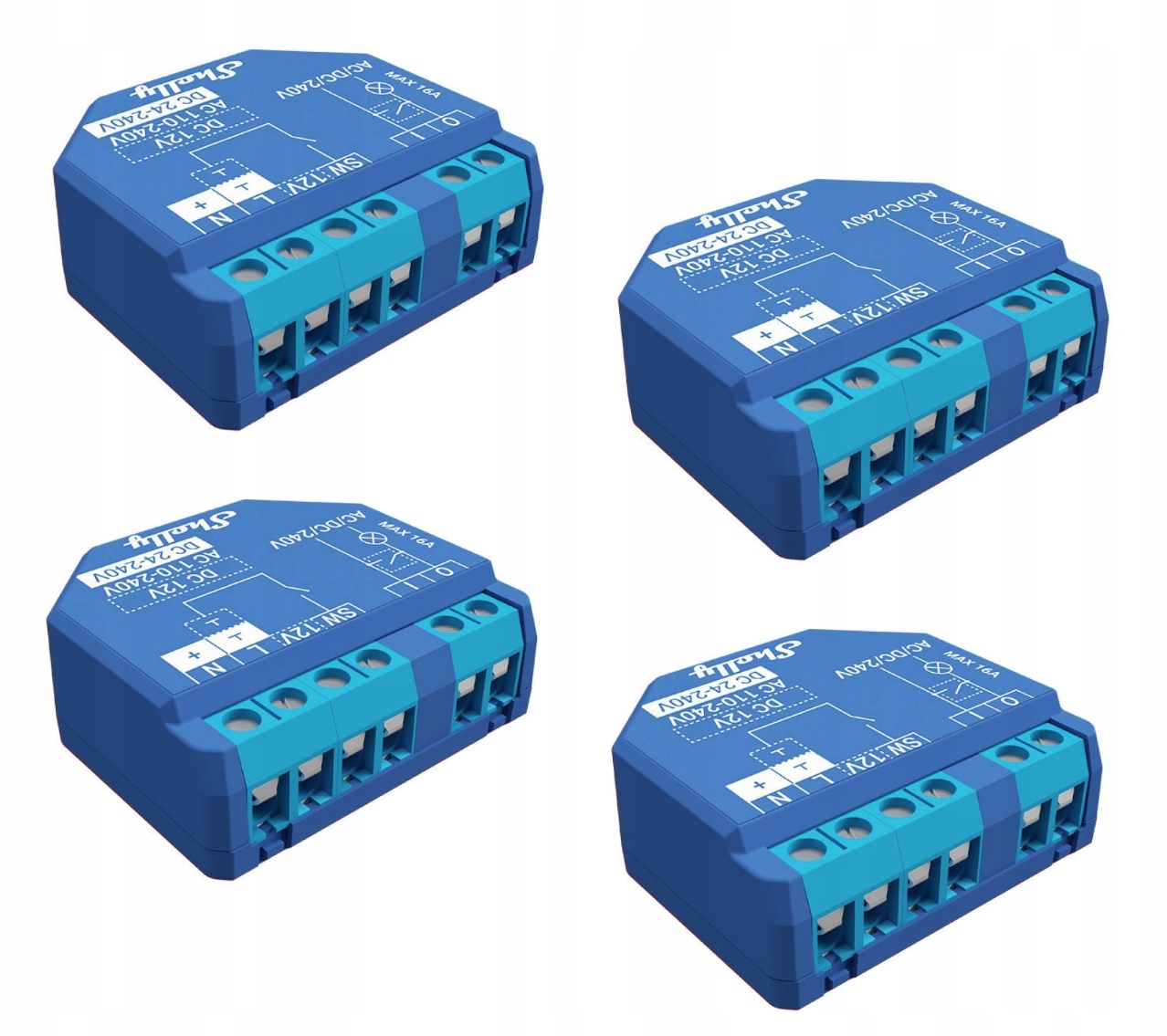 Shelly Plus 1 (4x ks) Modul Smart Home WiFi – beznapäťový relé